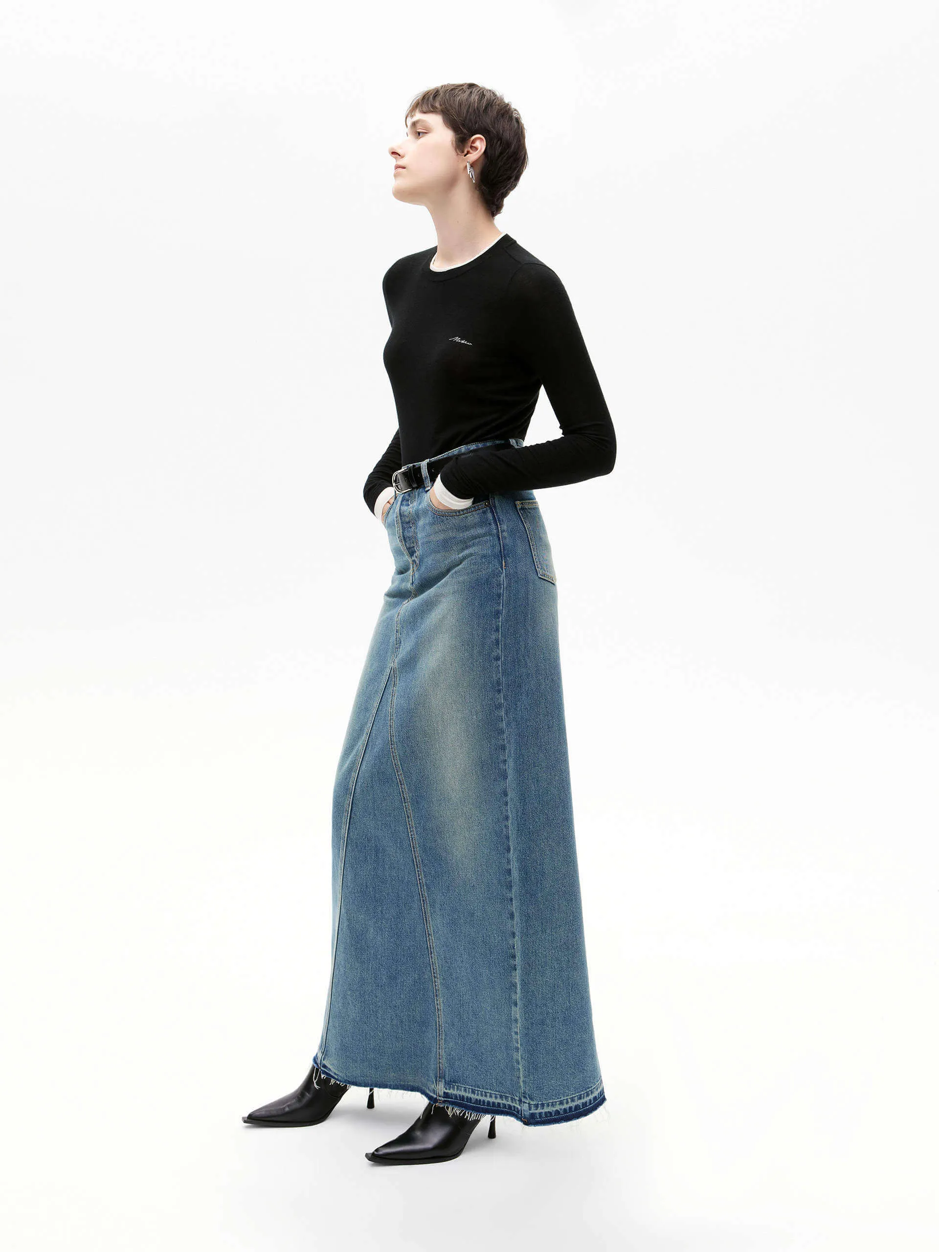 Back Slit Cotton Skirt