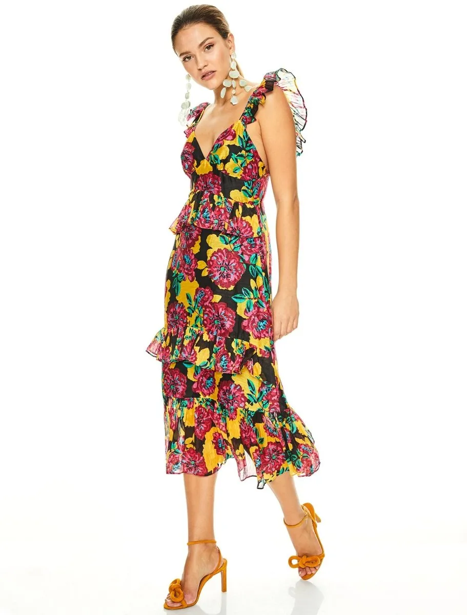 BARCELONA BLOOM MIDI DRESS