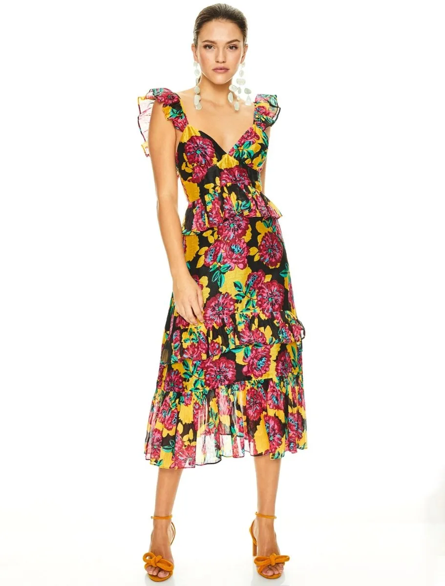 BARCELONA BLOOM MIDI DRESS