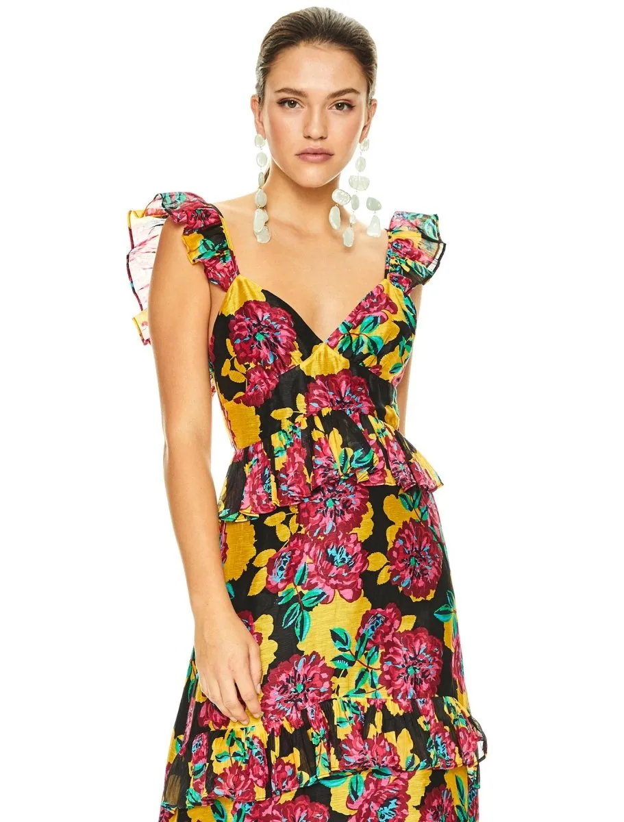 BARCELONA BLOOM MIDI DRESS