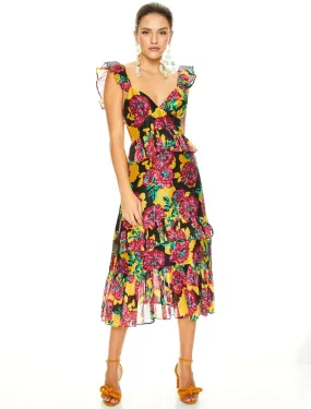 BARCELONA BLOOM MIDI DRESS