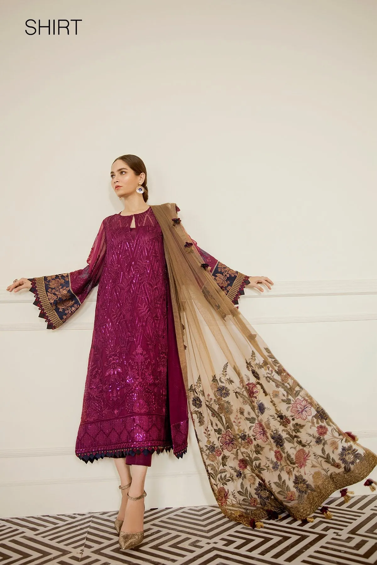 Baroque Chantelle Embroidered Chiffon Collection – Cerise