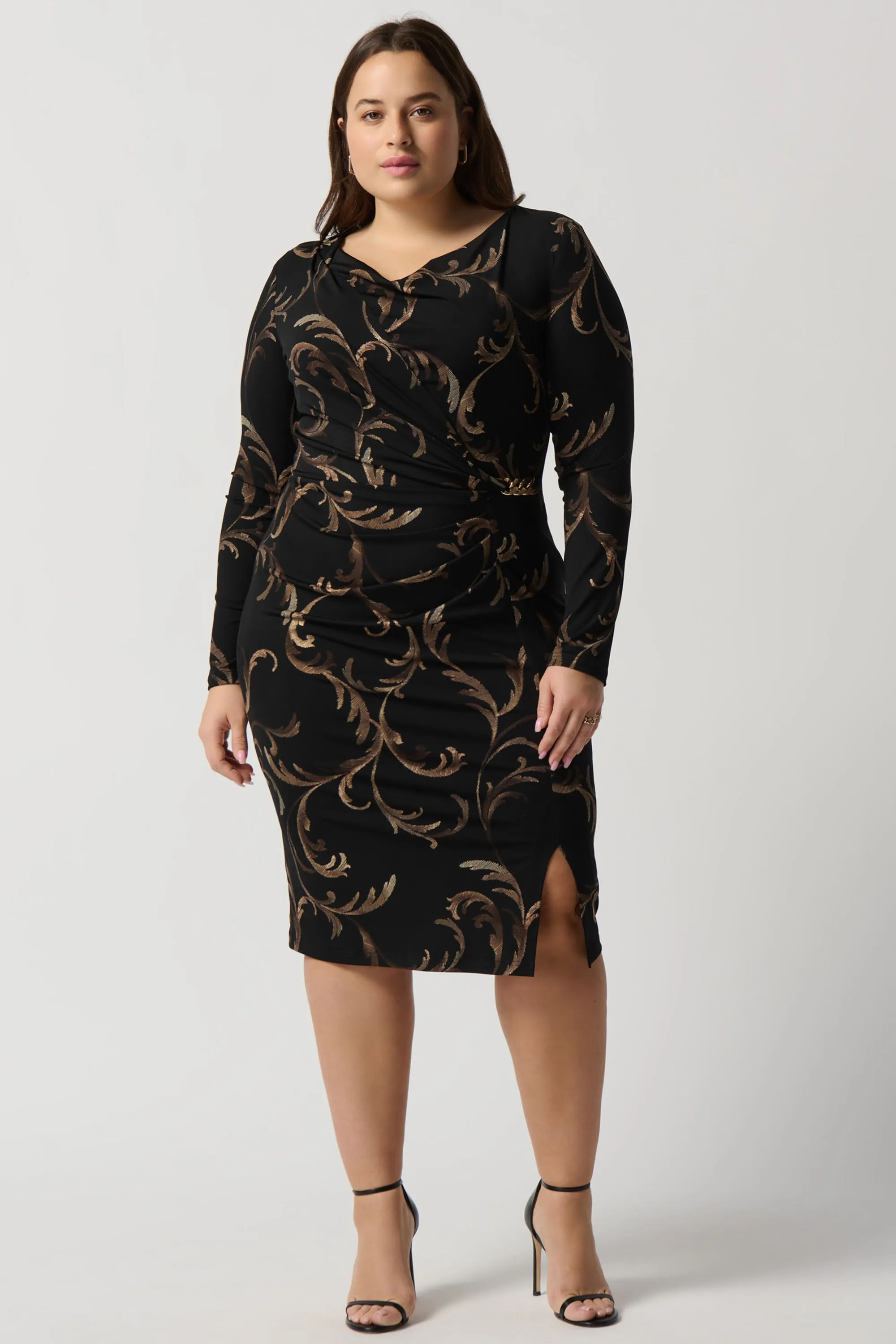 BAROQUE LEAF WRAP DRESS