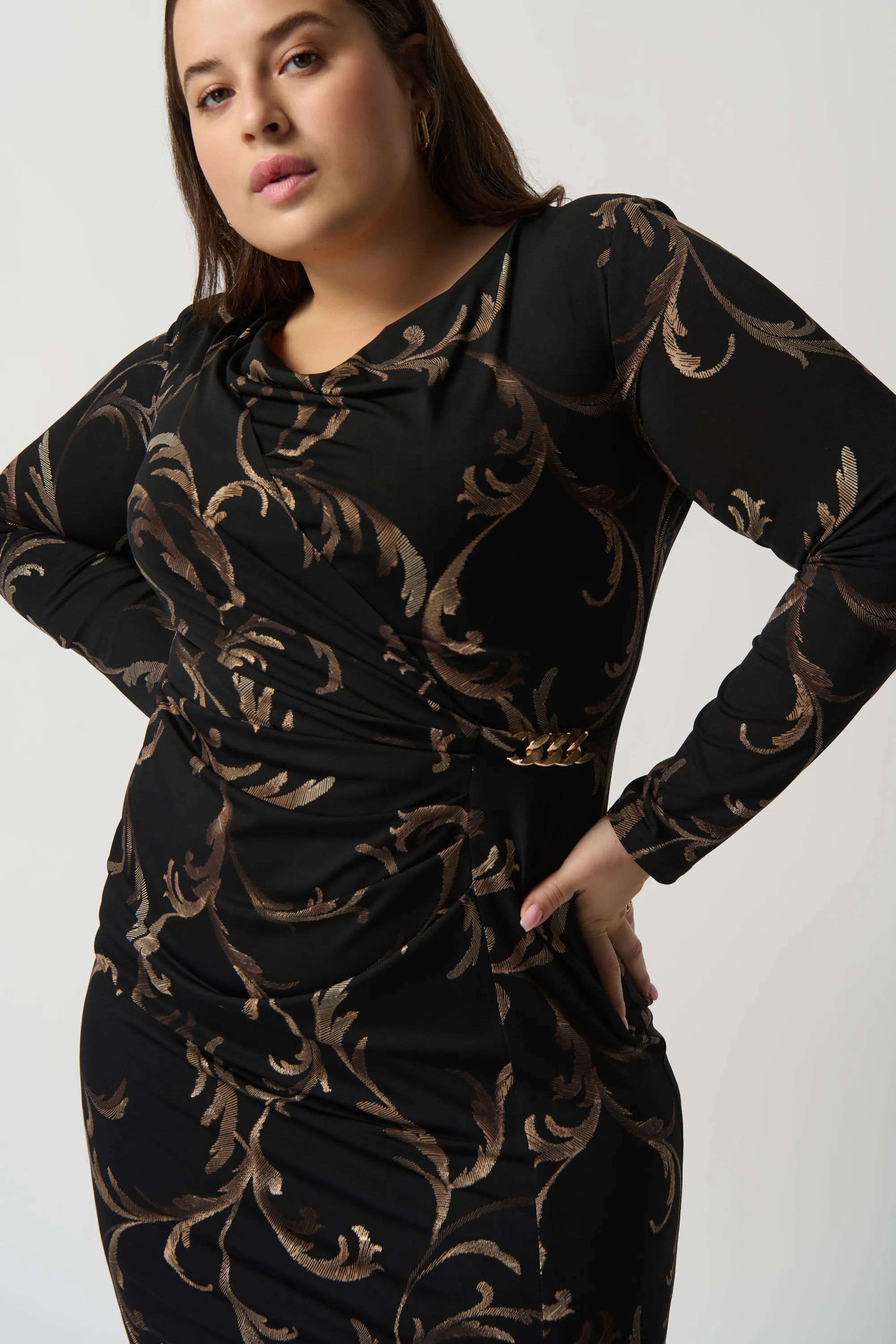 BAROQUE LEAF WRAP DRESS