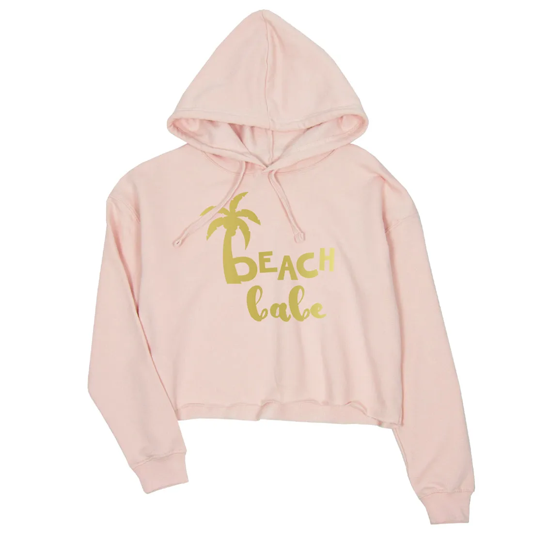 Beach Bride Babe Palm Tree-GOLD Womens Crop Hoodie Brilliant Fun