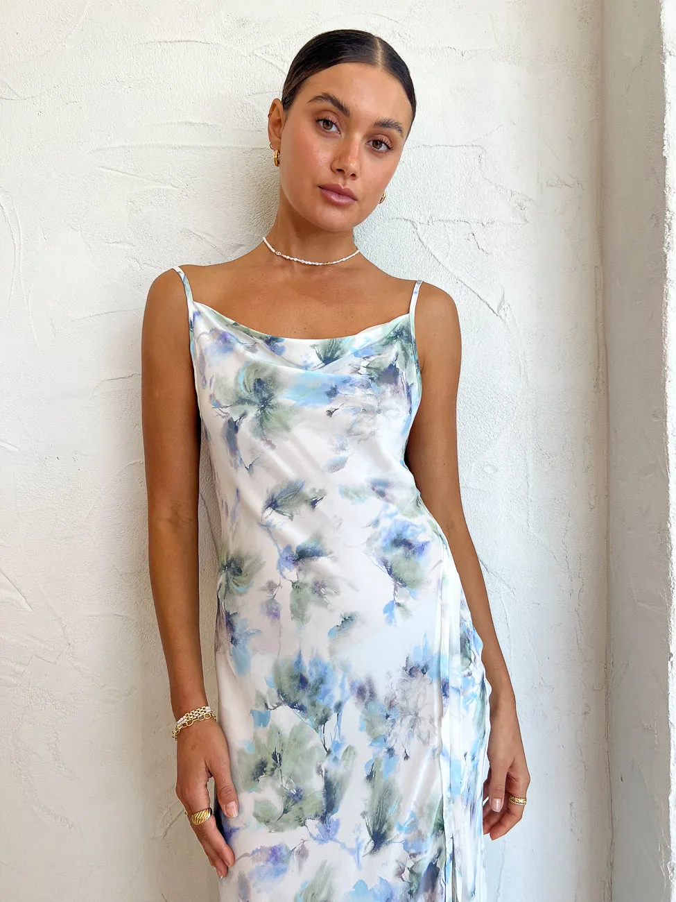 Bec and Bridge Corrine Split Maxi Dress in Watercolour Floral