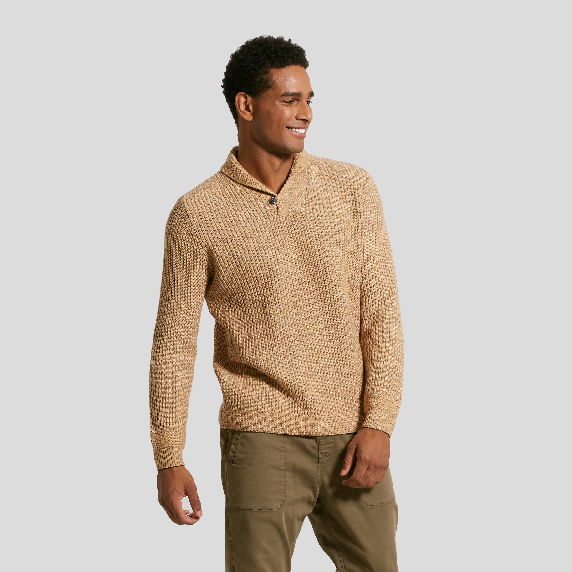 Belmont Plaited Shawl Pullover - Caramel