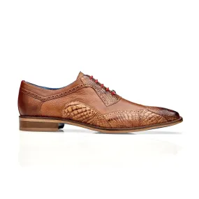 Belvedere Roberto in Antique Saddle Alligator & Leather Dress Shoes