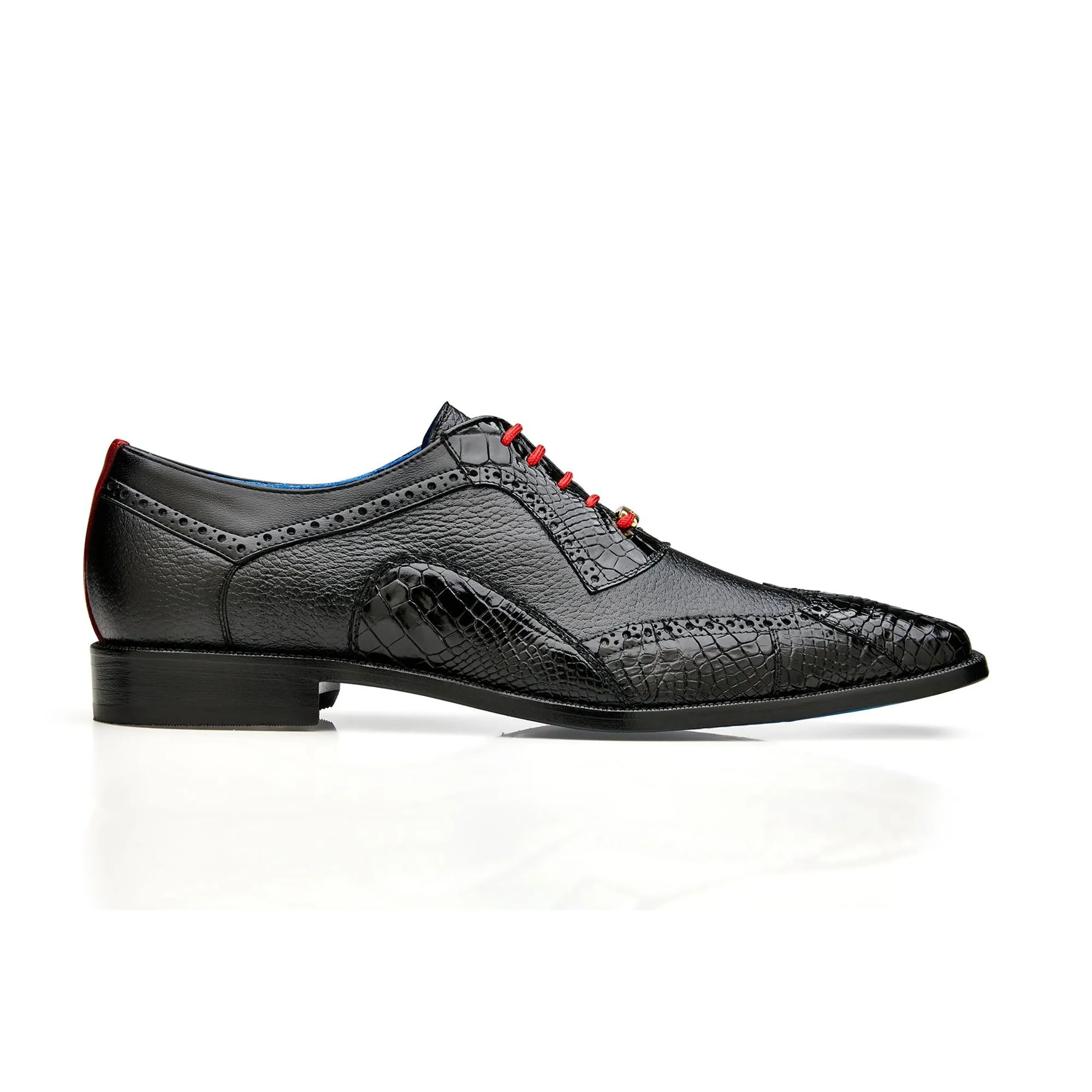 Belvedere Roberto in Black Alligator & Leather Dress Shoes