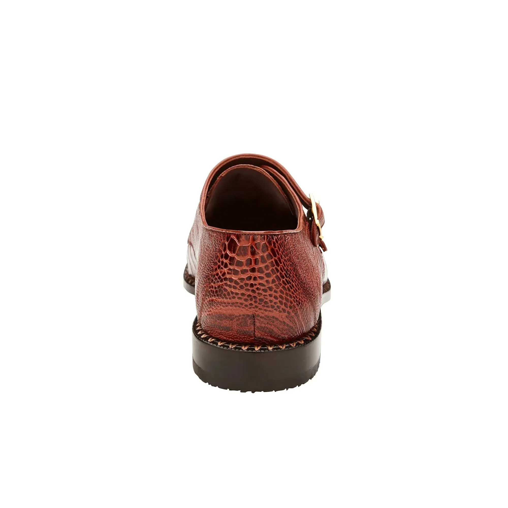 Belvedere Valiente in Antique Rust Ostrich Leg Monkstraps