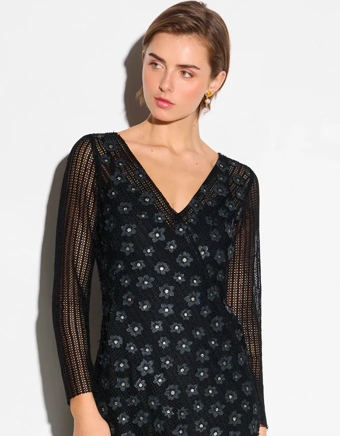 Black Daisy Dress - Australian Made