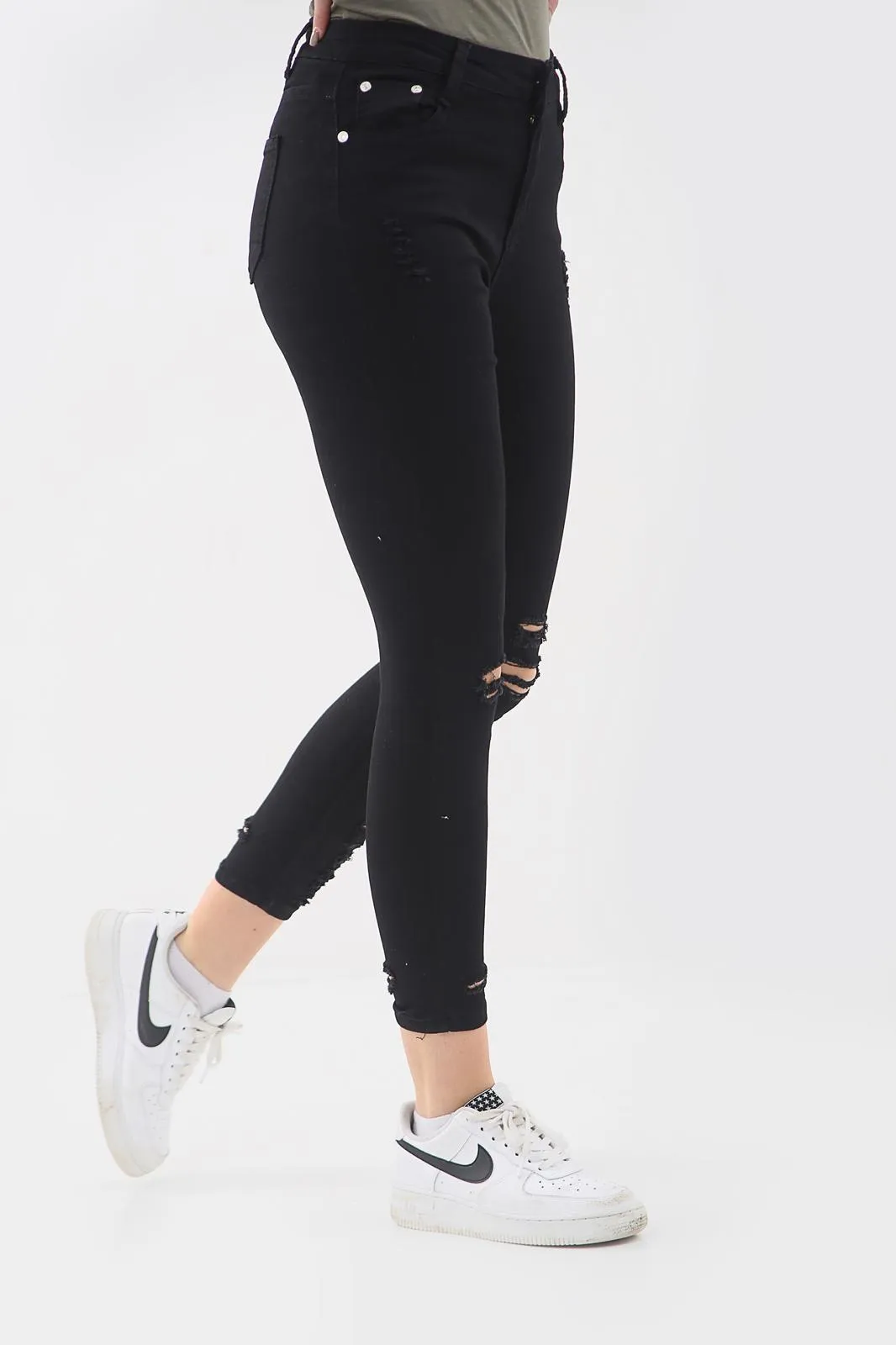 BLACK LADIES High Waisted Jeans (ripped)