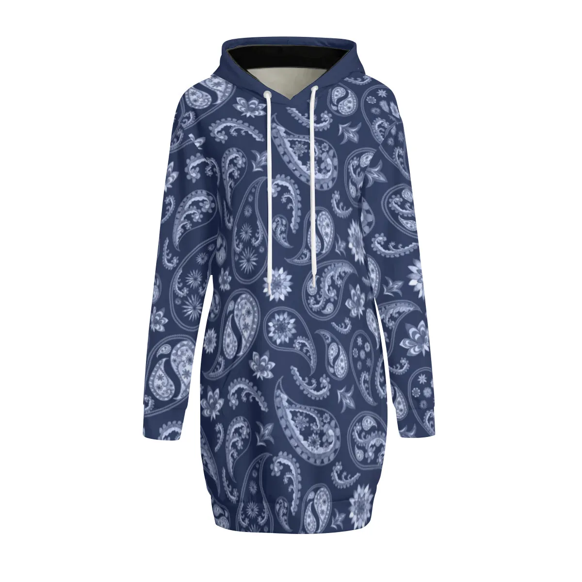 Blue & White Paisley Hoodie Sweat Dress