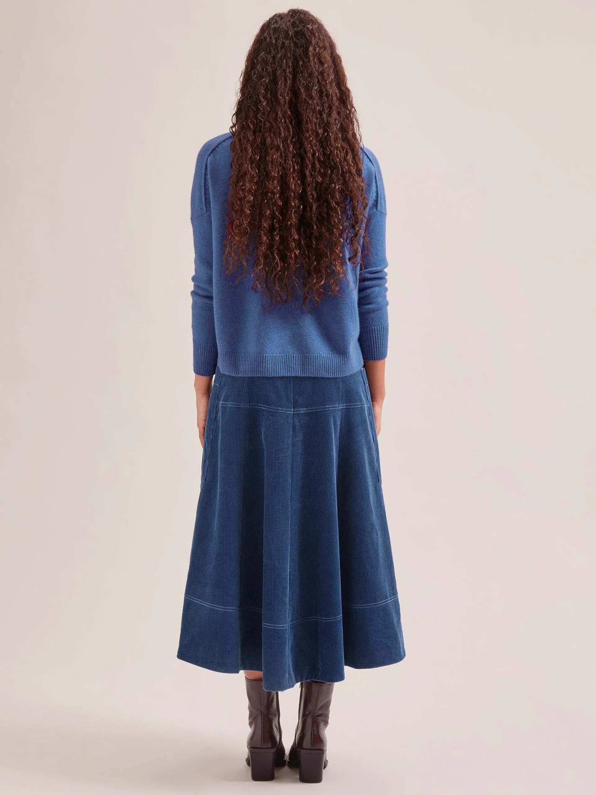 Blue Simone corduroy maxi skirt