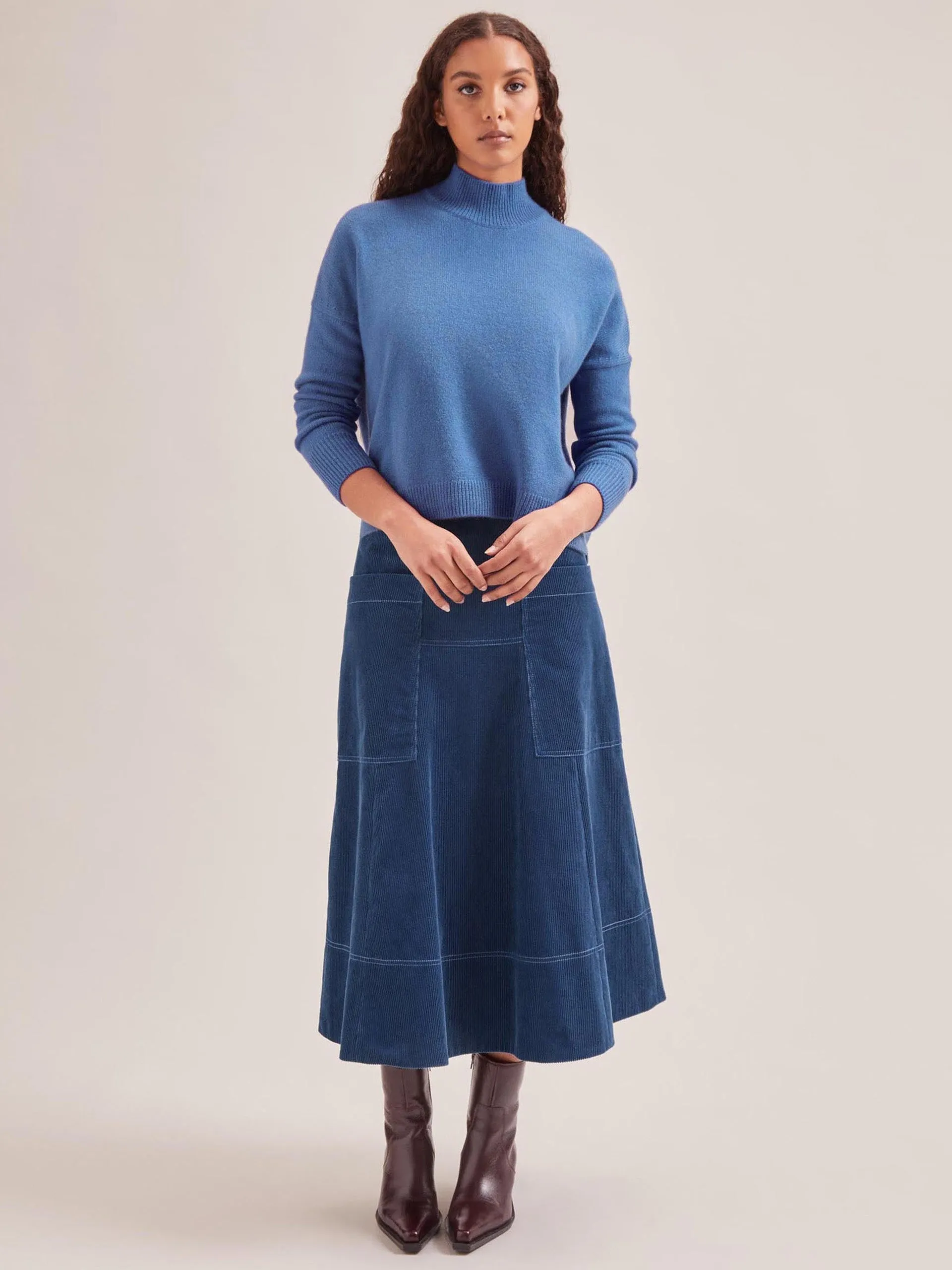 Blue Simone corduroy maxi skirt