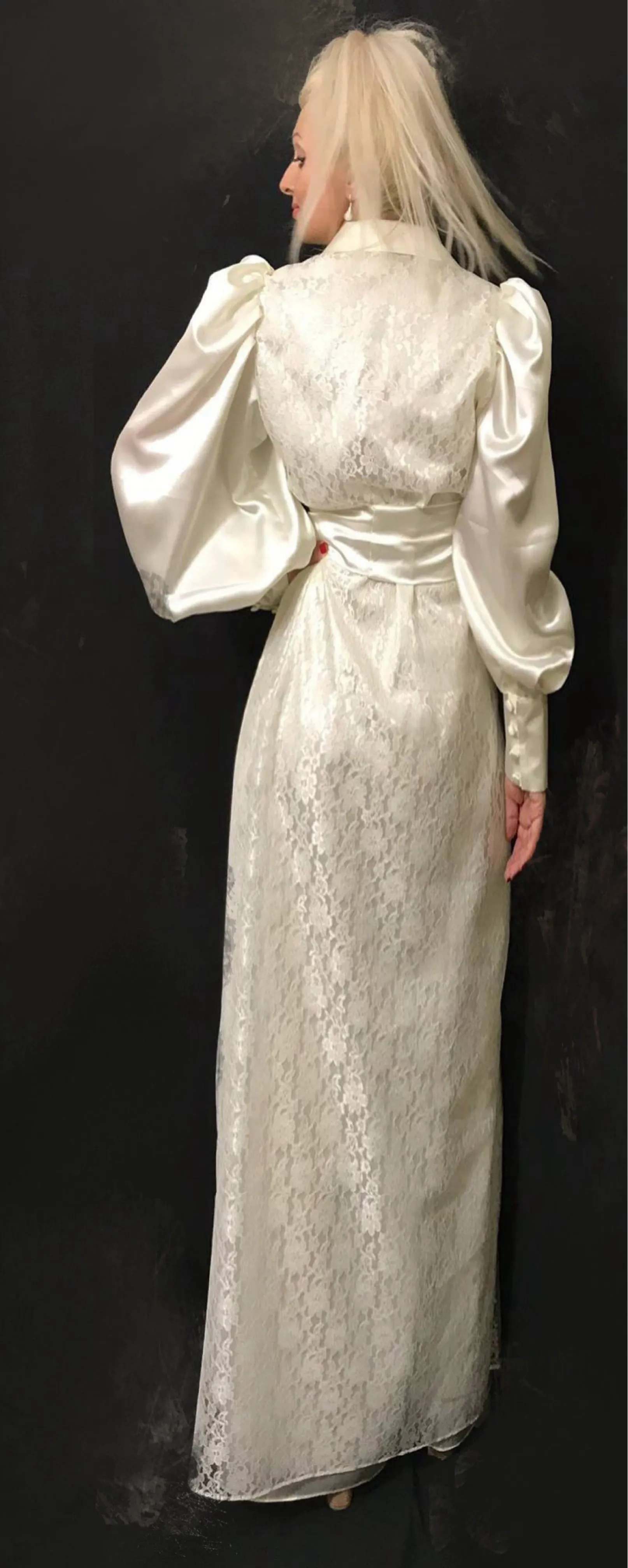 Boudoir Silk & Lace Long Robe Lounge