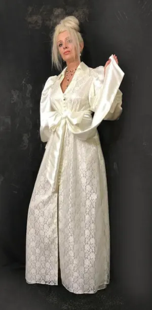 Boudoir Silk & Lace Long Robe Lounge