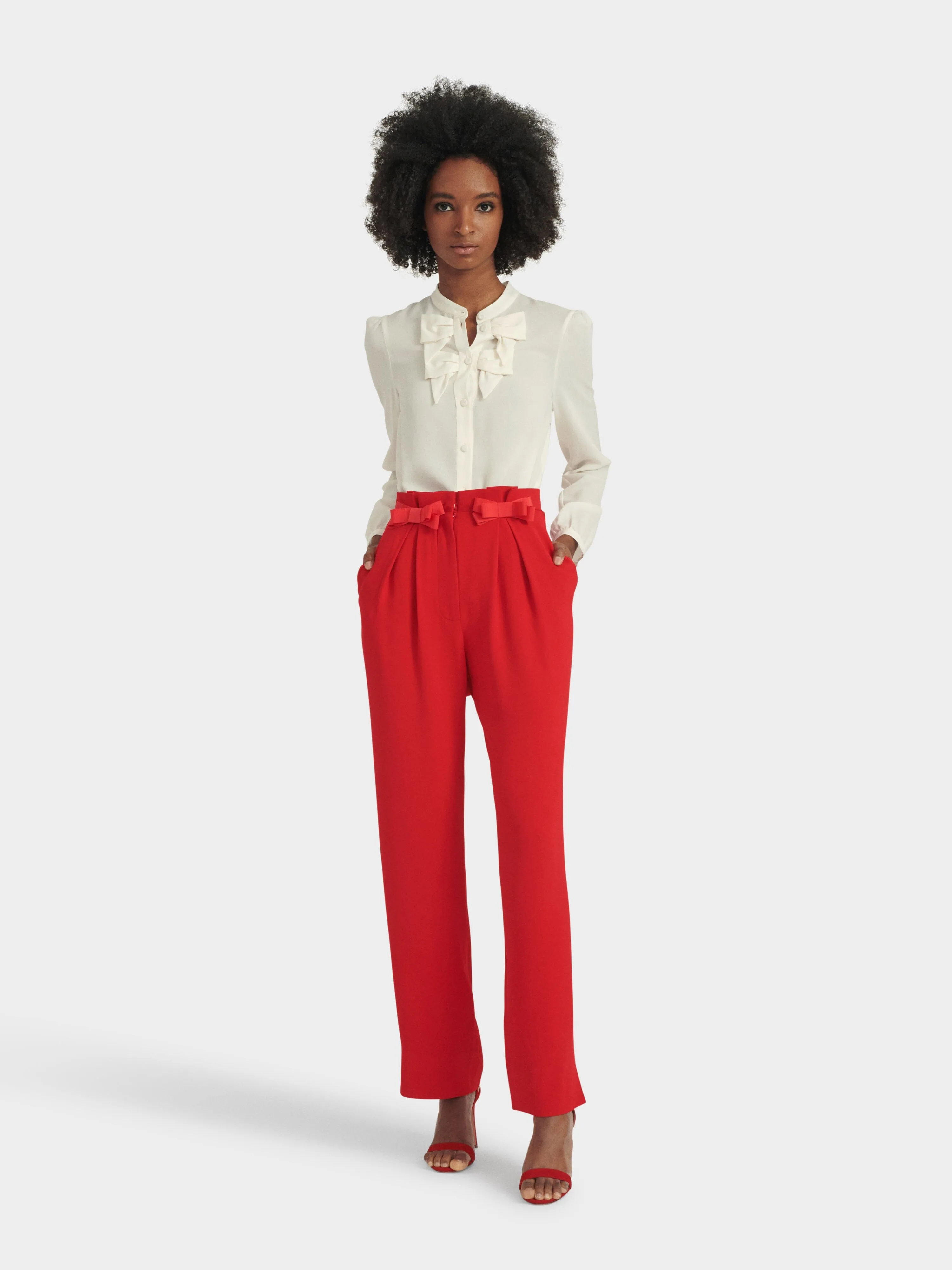 Bow Tulip Trousers in Scarlet