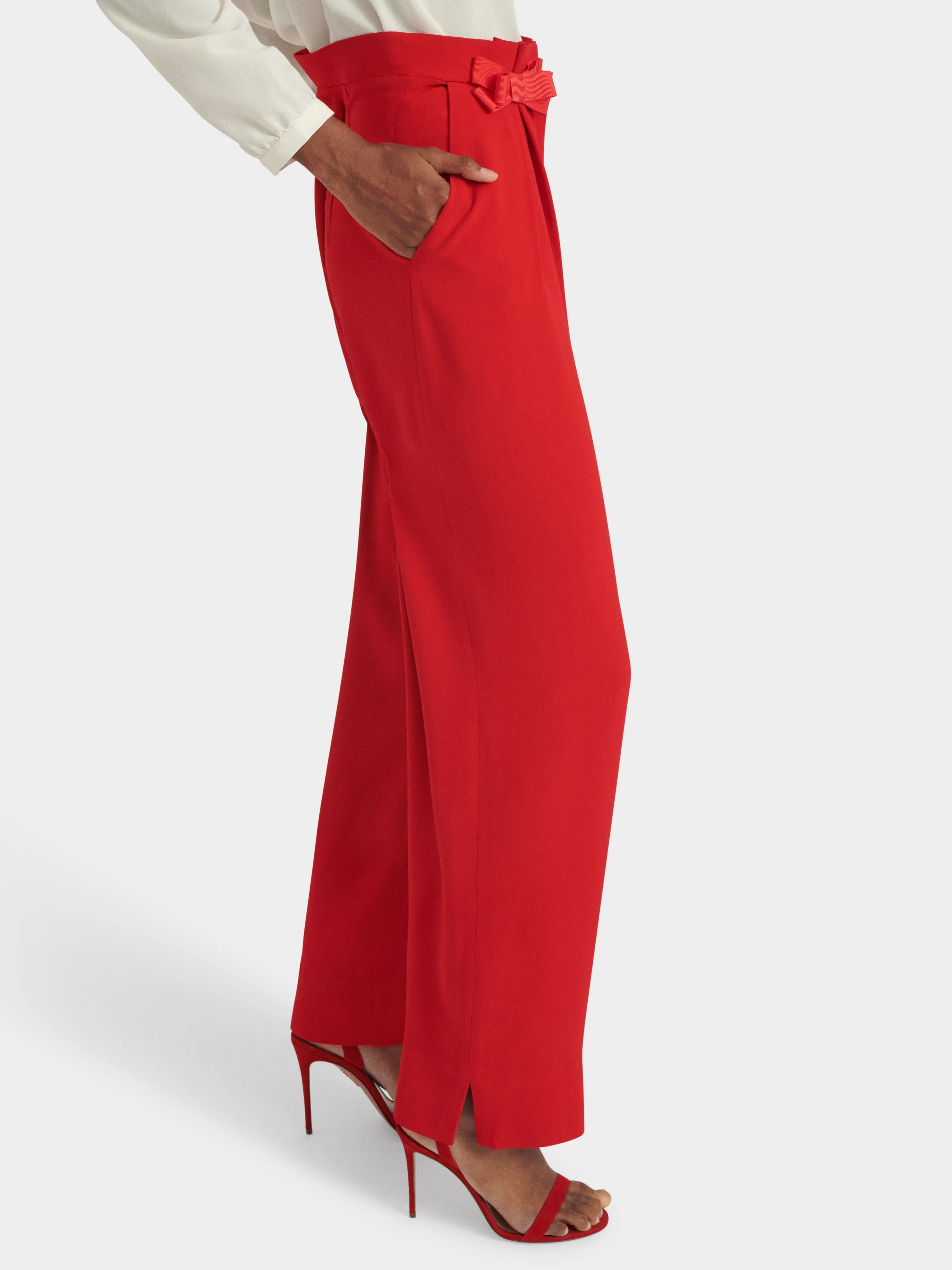 Bow Tulip Trousers in Scarlet