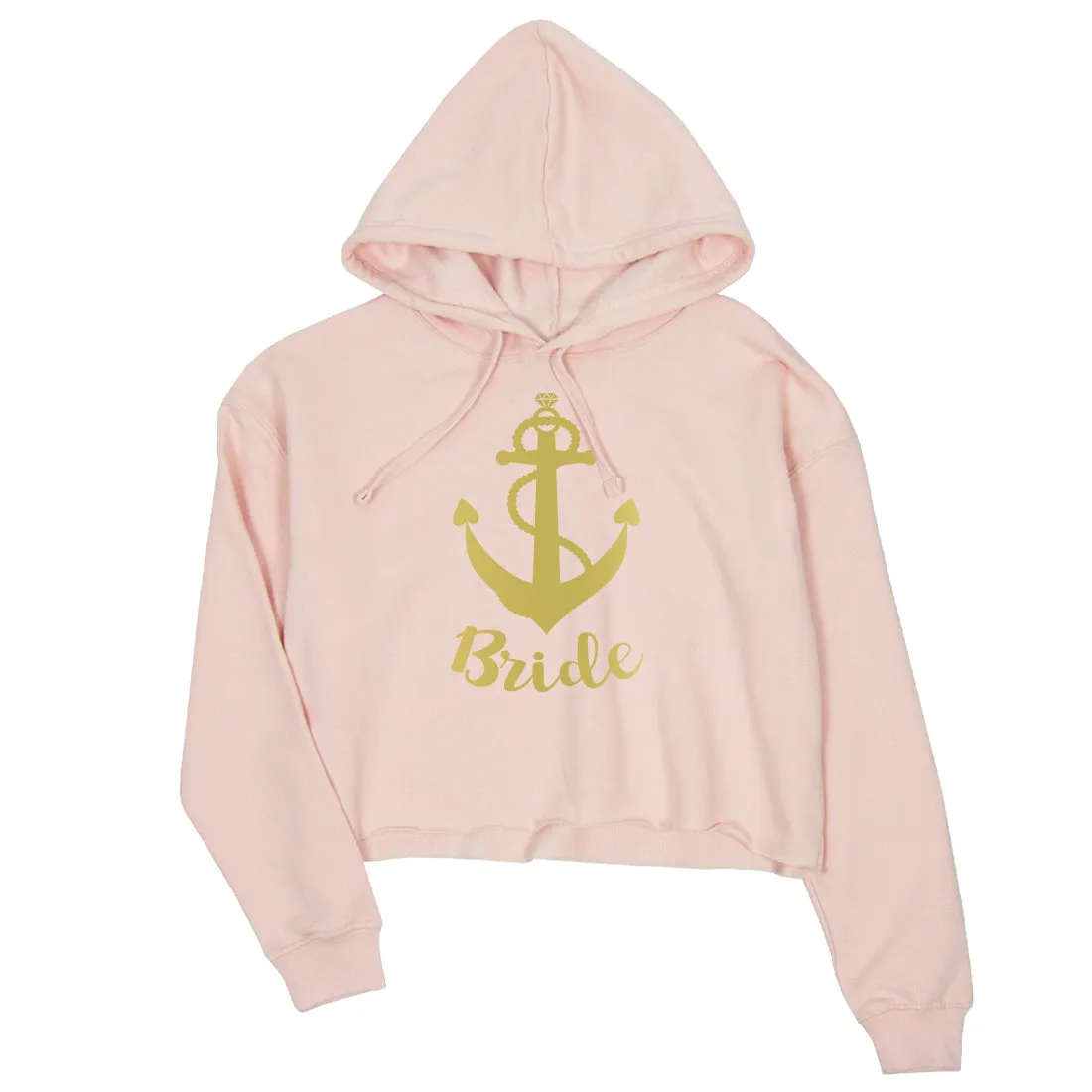 Bride Crew Anchor-GOLD Womens Crop Hoodie Exciting Playful Fun Gift