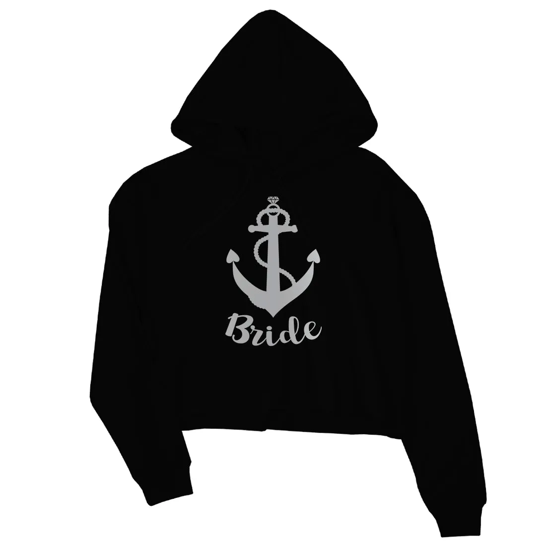 Bride Crew Anchor-SILVER Womens Crop Hoodie Cool Bright Great Gift