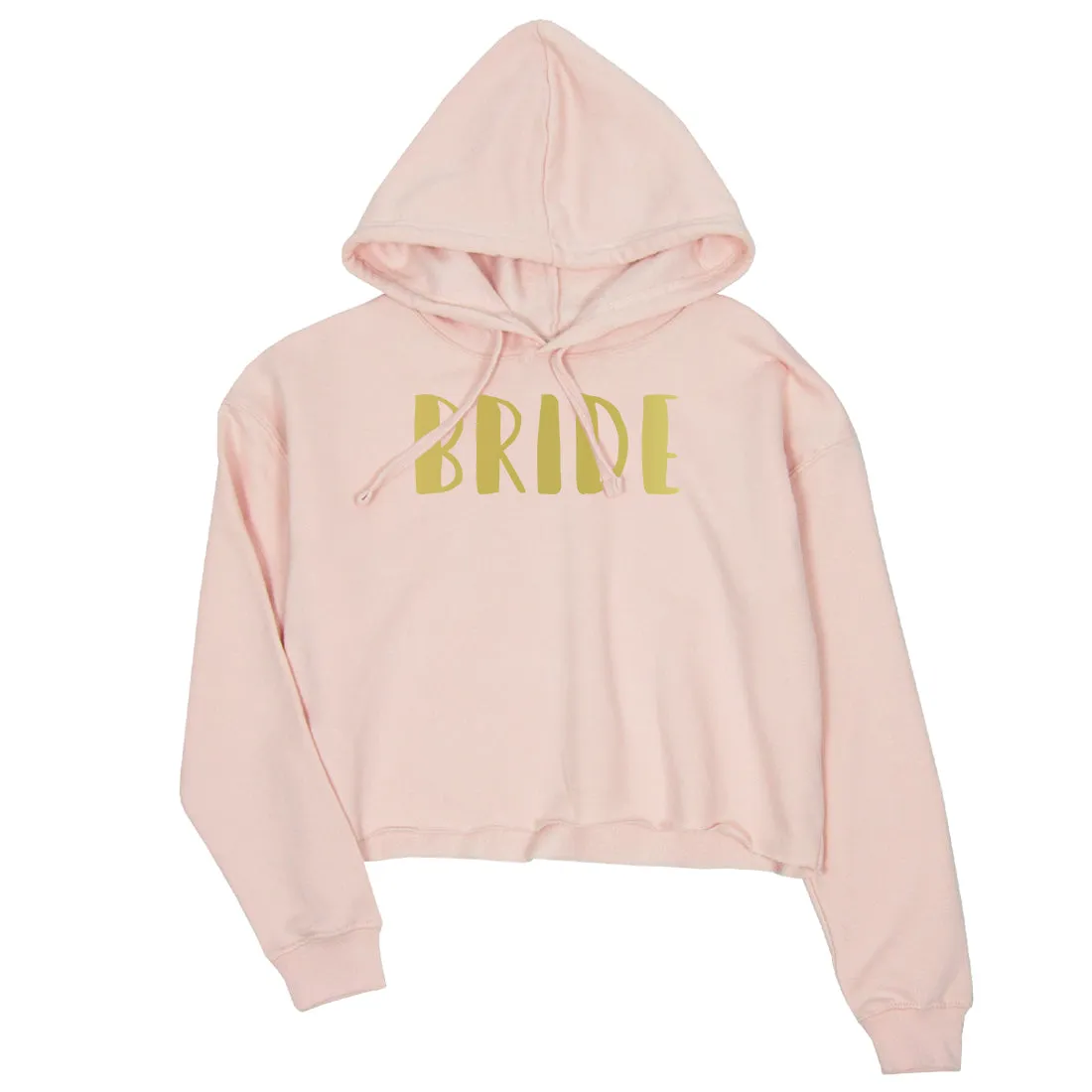 Bride Team Bride-GOLD Womens Crop Hoodie Fun Qwuirky Cute Wedding