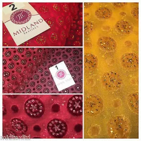 Burnout Chiffon velvet circles and spangle glitter fabric 50" Wide M187 Mtex