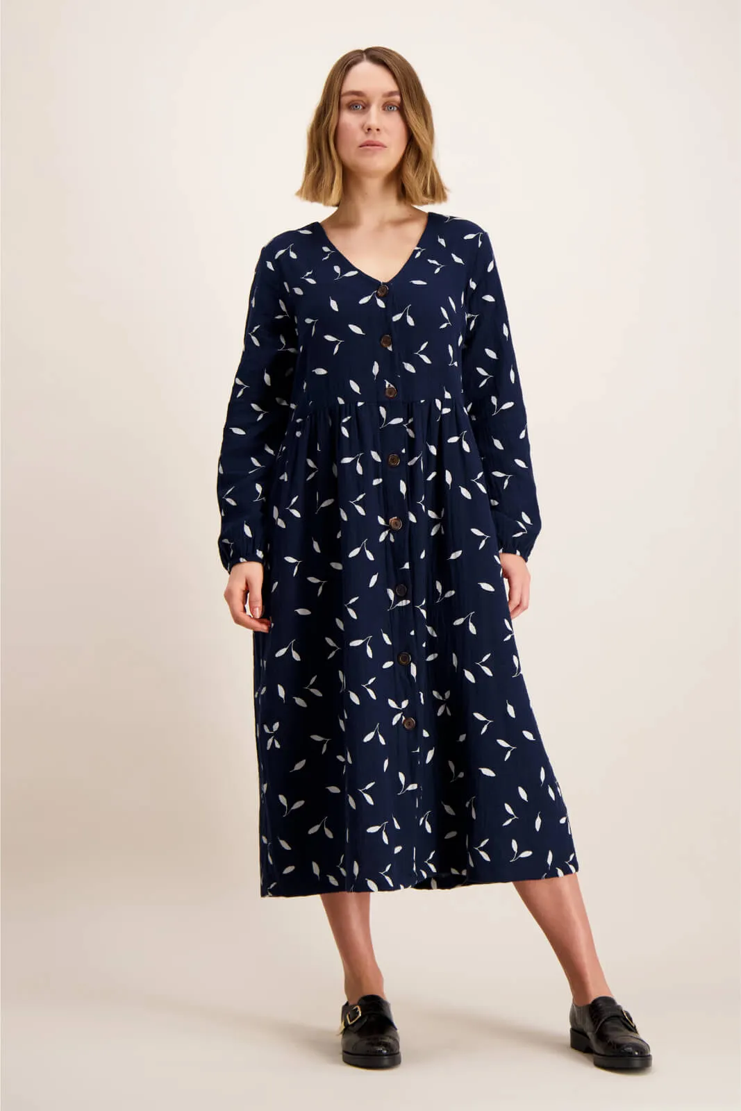 Button Dress Indigo Wind