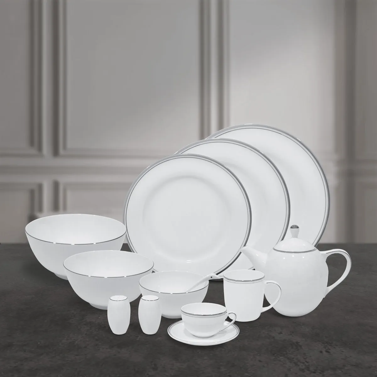 CHARLES MILLEN Signature Fine Bone China Collection, Platinum