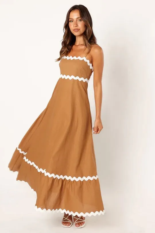 Chic Summer Breeze Solid color Swing Dress | Ruffle Maxi Dress | Beach Cami Dress | A line Dress