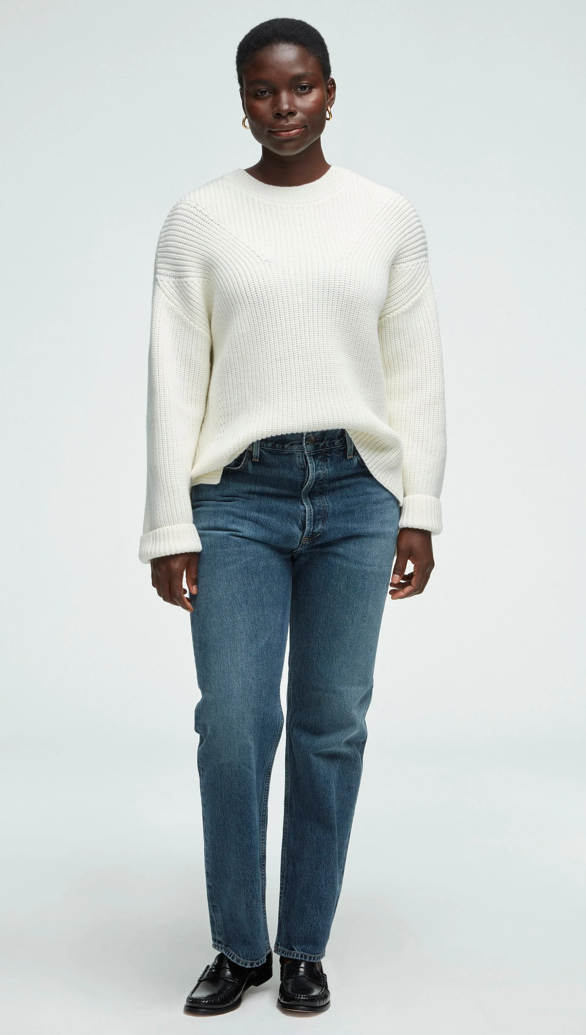 Chunky Ribbed Sweater in Merino Wool | Ivory