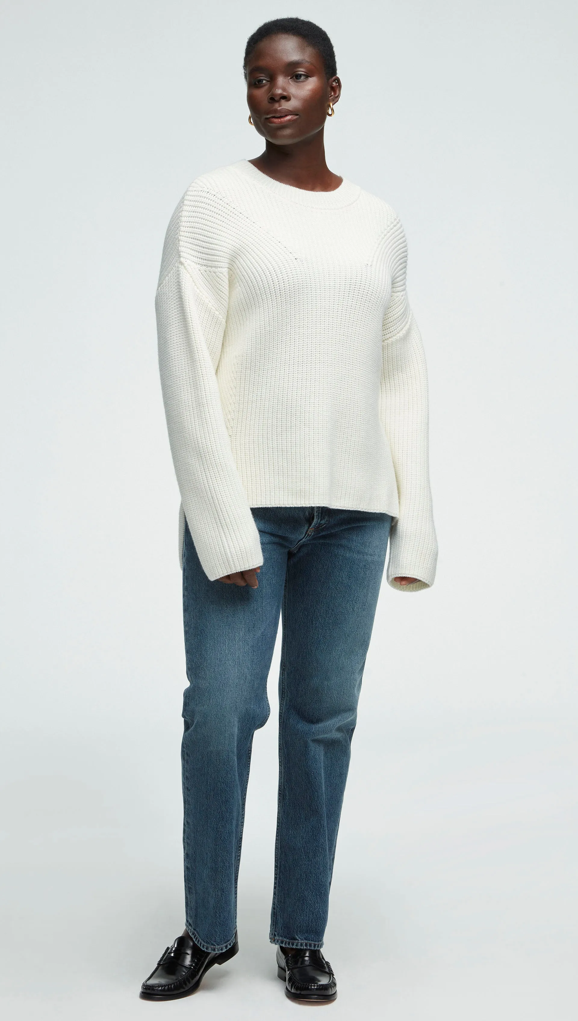 Chunky Ribbed Sweater in Merino Wool | Ivory