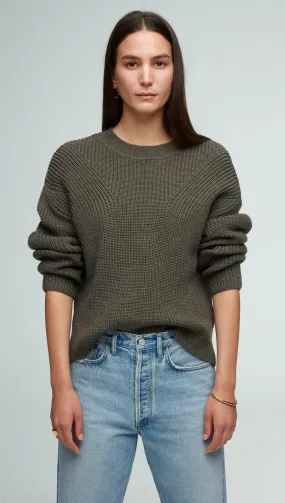 Chunky Ribbed Sweater in Merino Wool | Olive