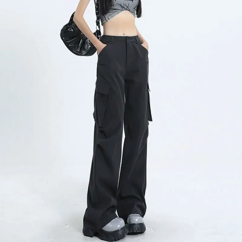 Cool Quick Drying Cargo High Waist Wide Leg Jeans