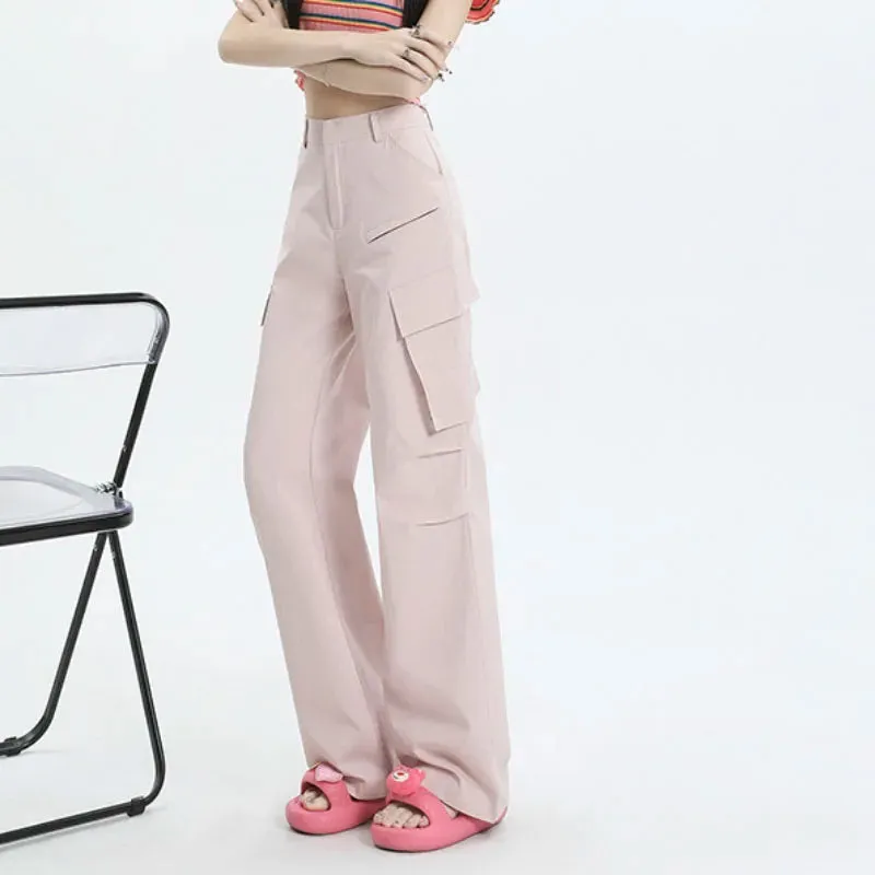 Cool Quick Drying Cargo High Waist Wide Leg Jeans