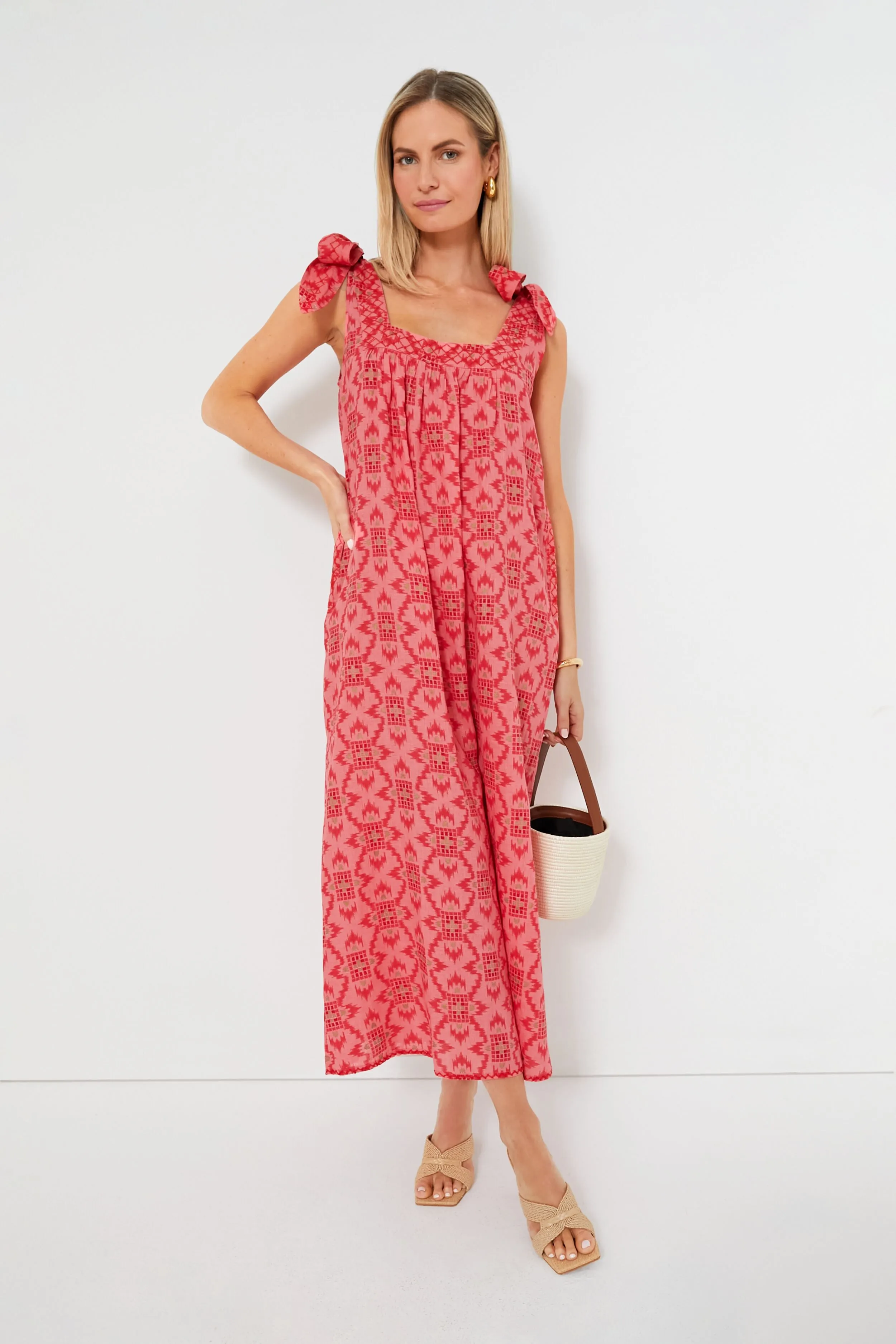 Coral Ikat Obsidian Dress