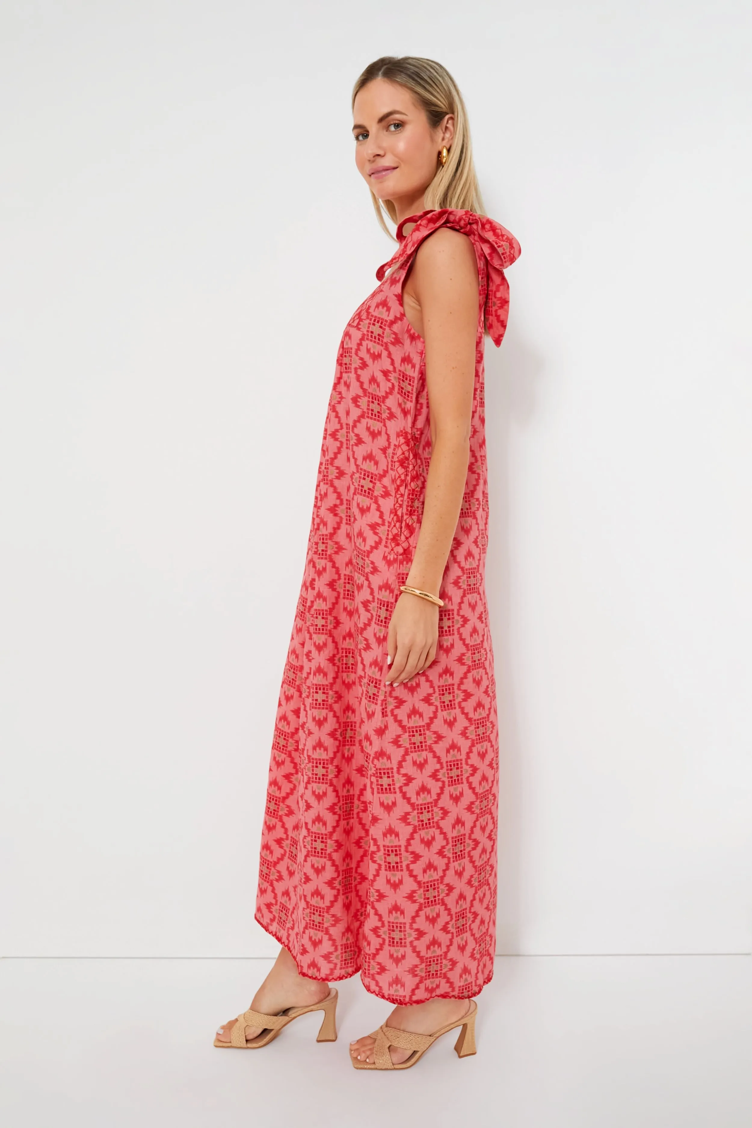 Coral Ikat Obsidian Dress