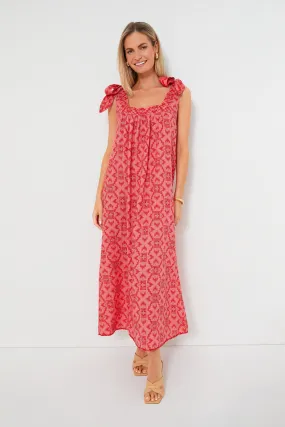 Coral Ikat Obsidian Dress