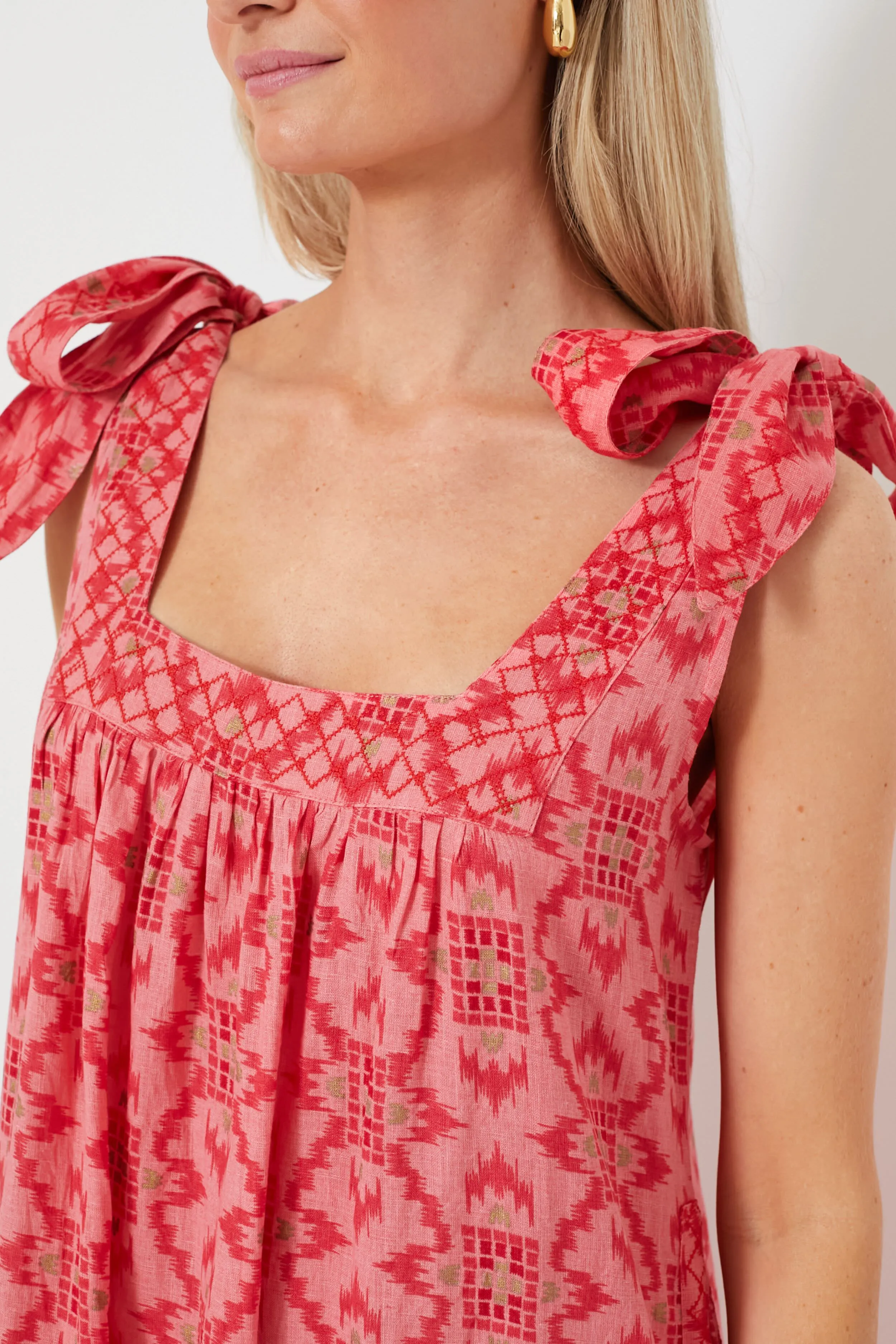 Coral Ikat Obsidian Dress