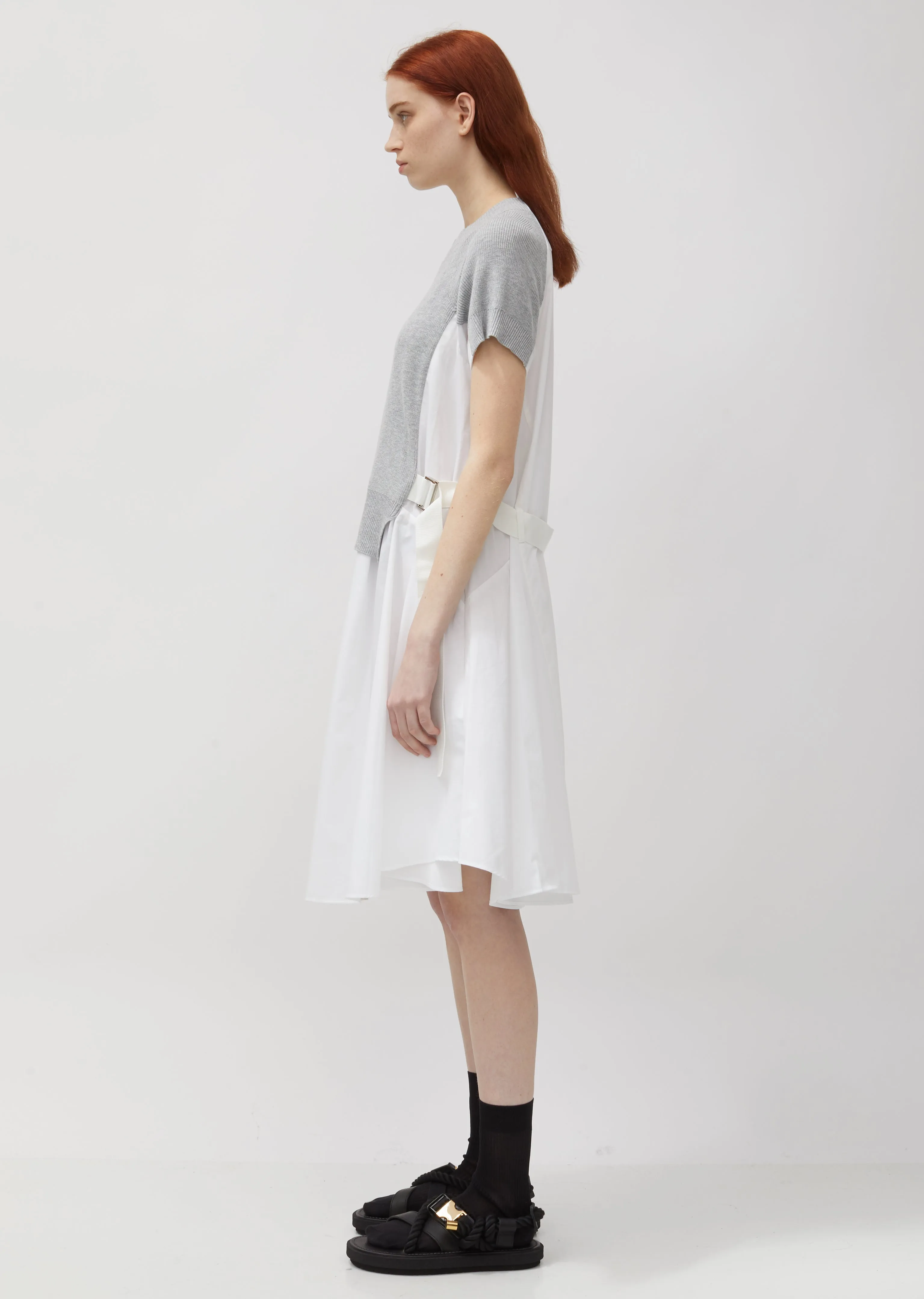 Cotton Knit Hybrid Shirtdress