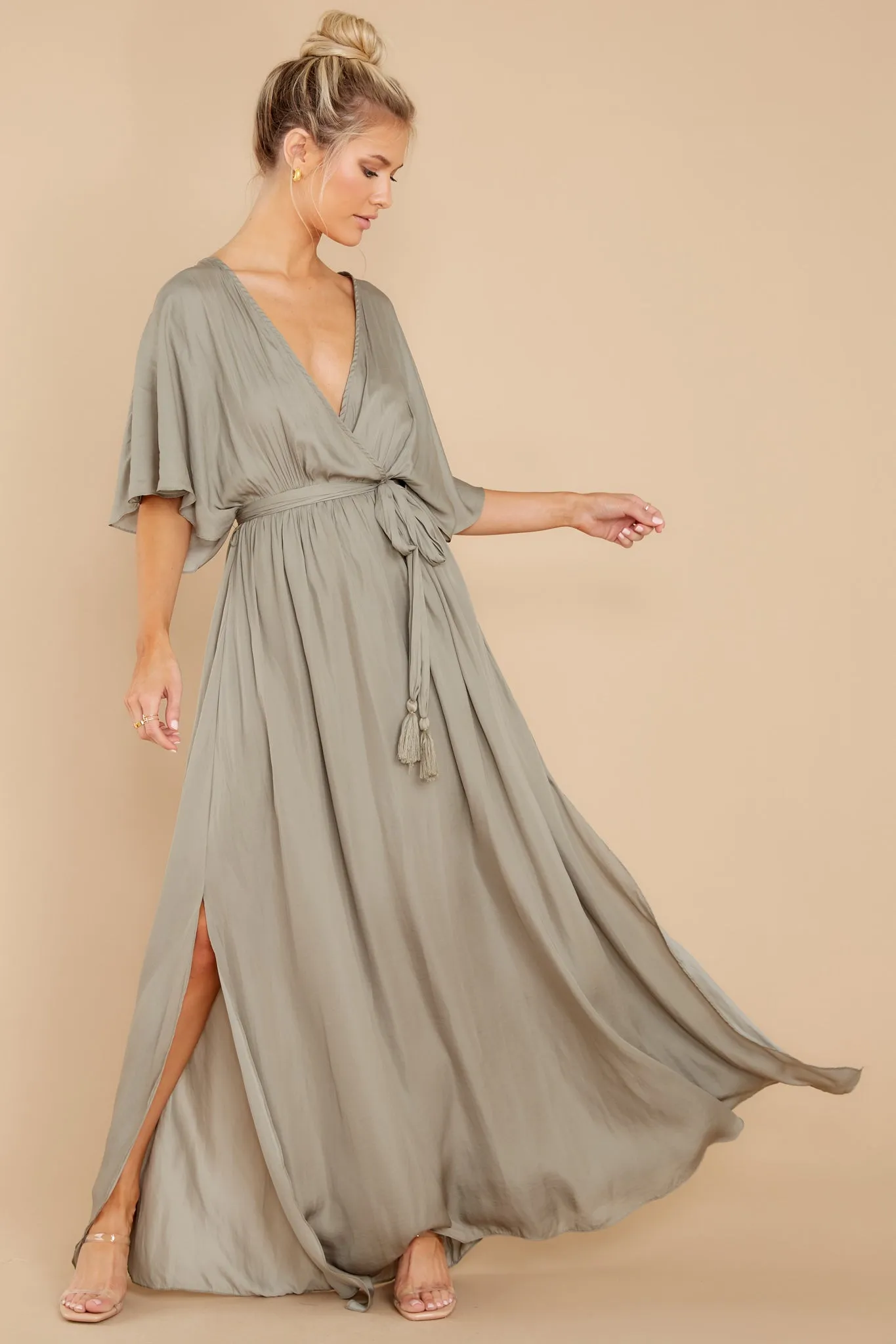 Cross My Heart Moss Green Maxi Dress