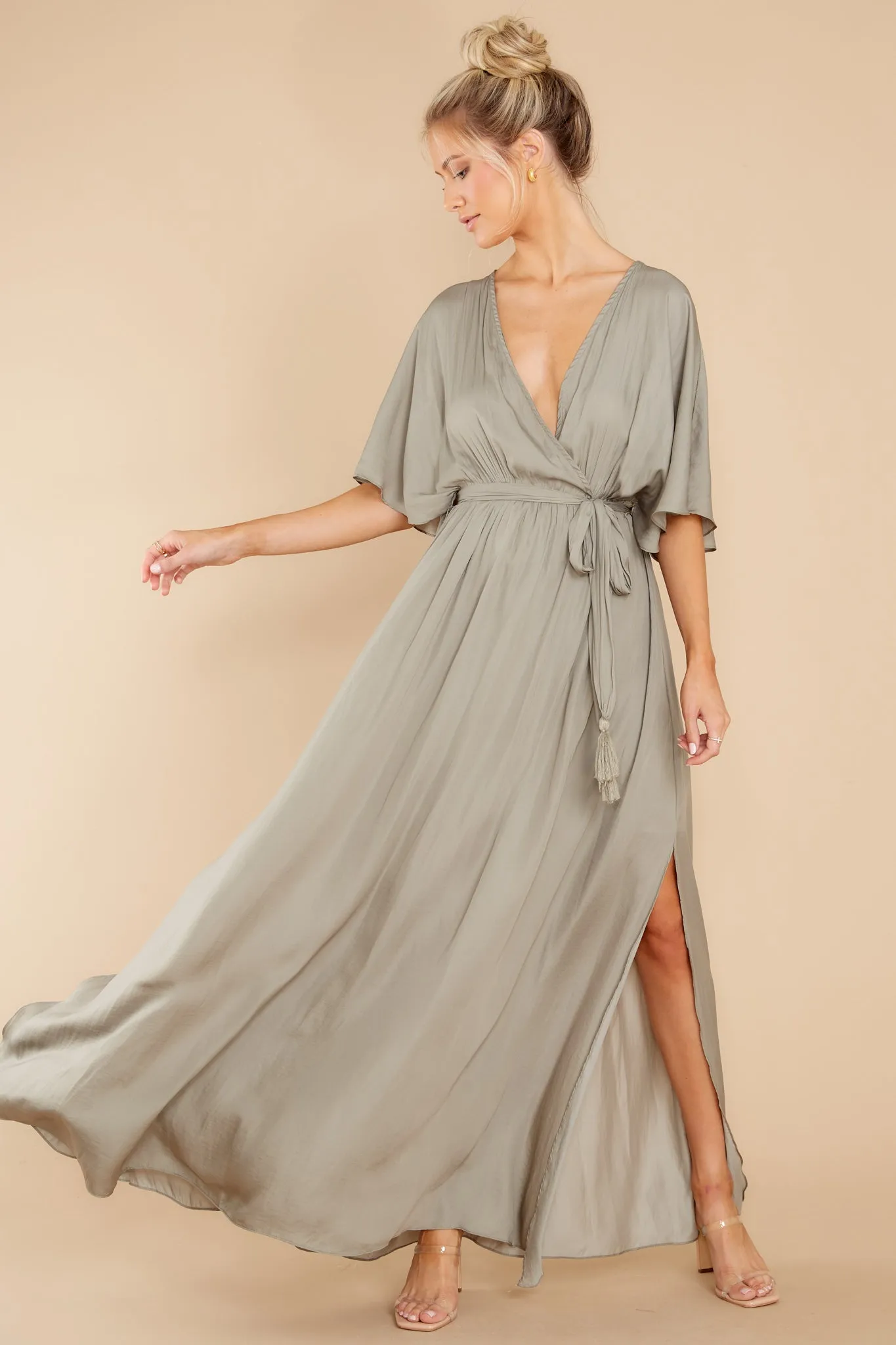 Cross My Heart Moss Green Maxi Dress