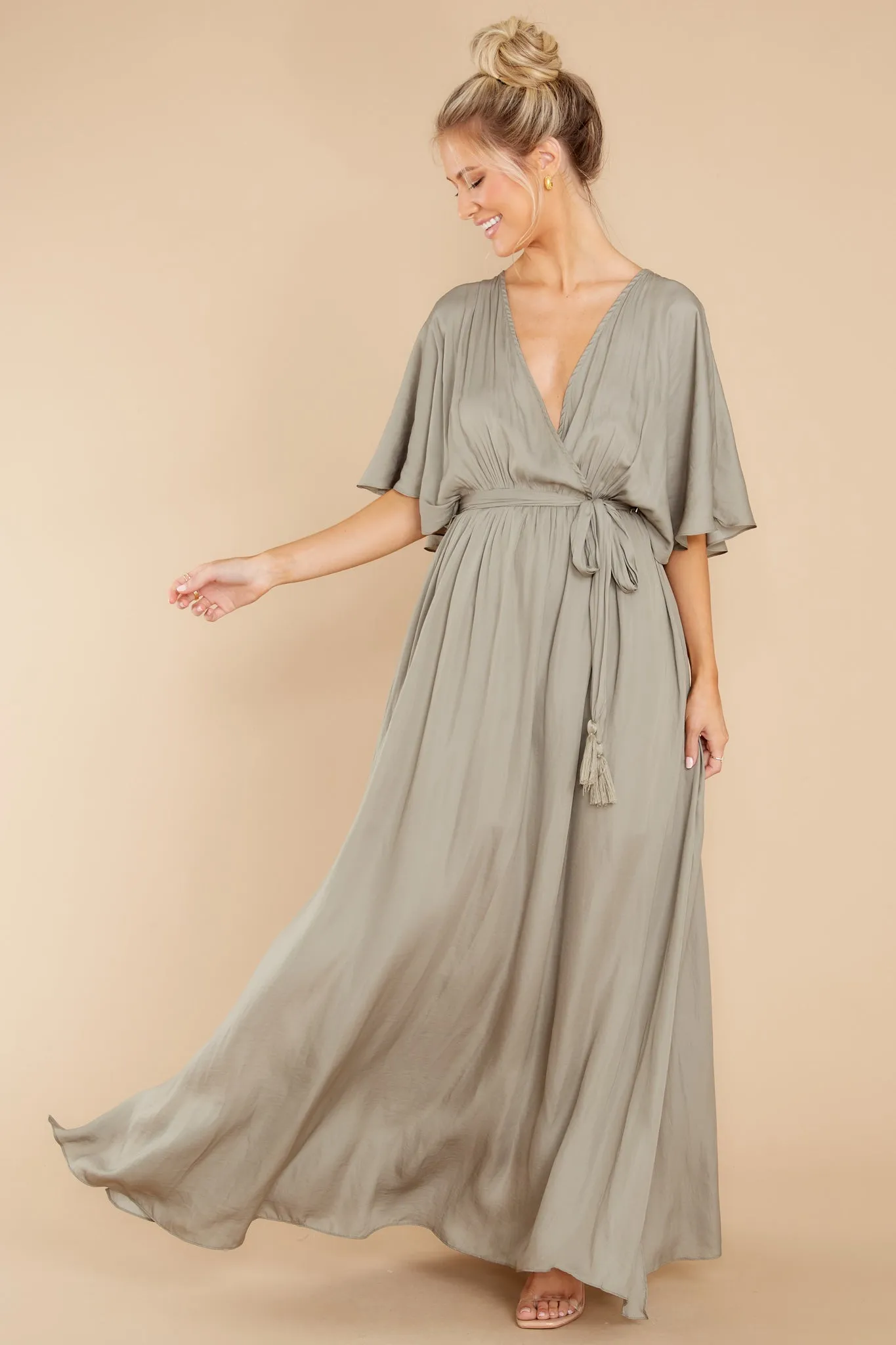 Cross My Heart Moss Green Maxi Dress