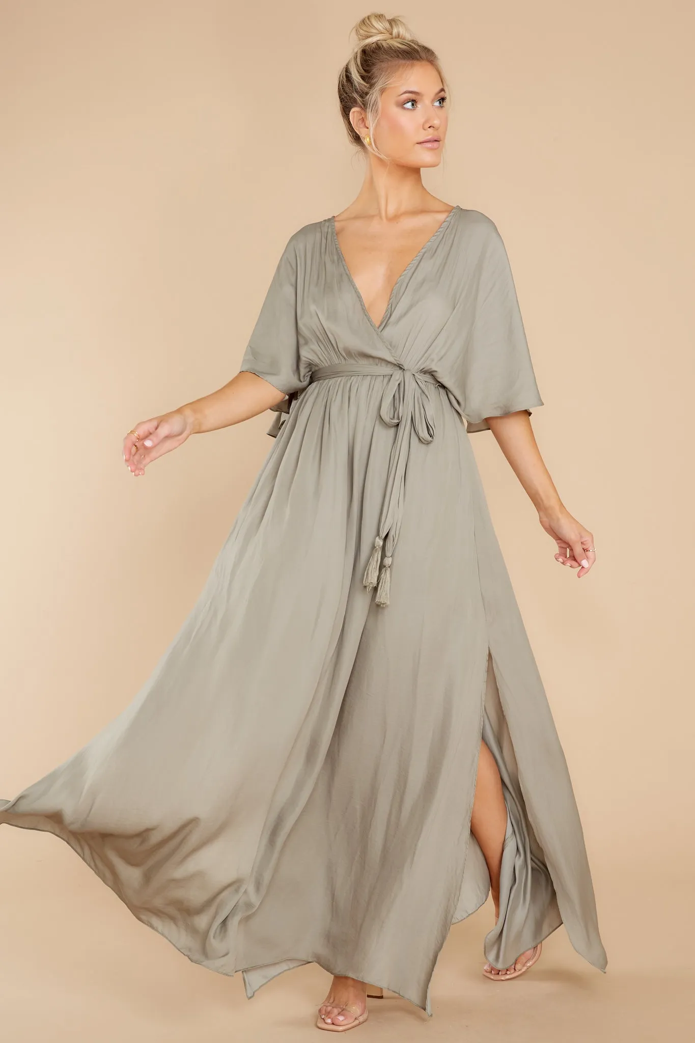 Cross My Heart Moss Green Maxi Dress