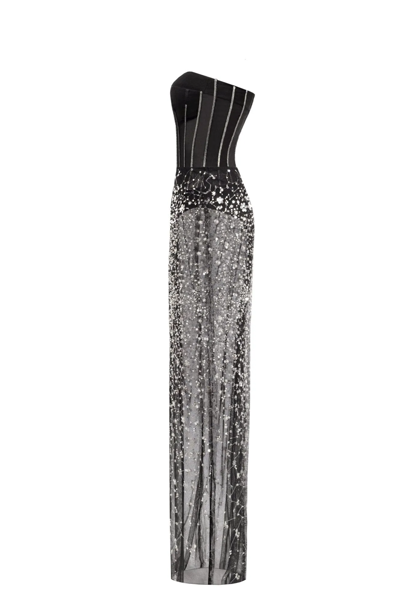 Crystal-covered fabulous black maxi dress