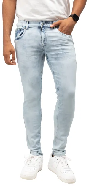 CULTURA Mens Skinny Fit Basic Casual Stretch Washed Denim Jeans