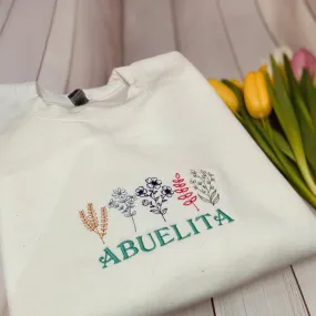 Custom Simple Name and Beautiful Floral Embroidery Vintage Sweatshirt, ES026