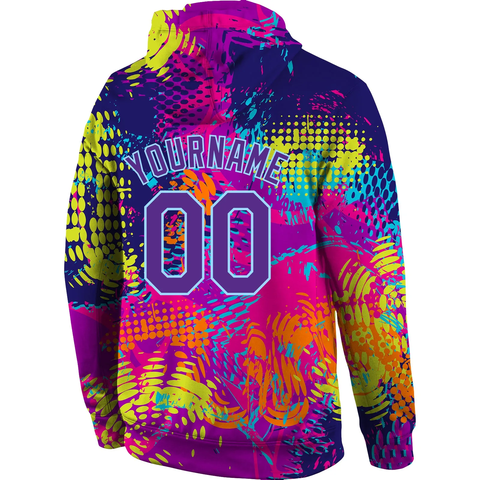 Custom Stitched Graffiti Pattern Purple-Light Blue 3D Sports Pullover Sweatshirt Hoodie