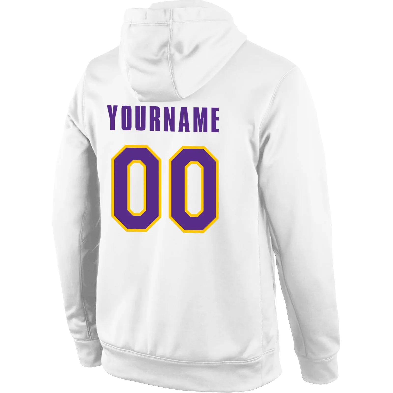 Custom Stitched White Purple-Gold Sports Pullover Sweatshirt Hoodie