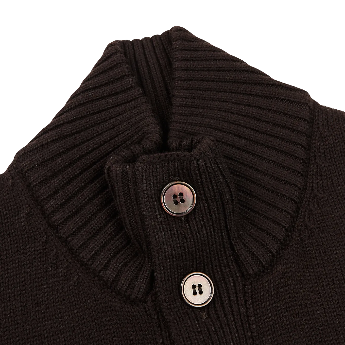 Dark Brown Merino Wool Button Cardigan